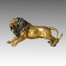 Animal Branze Sculpture Roar Lion Carving Deco Brass Statue Tpal-035